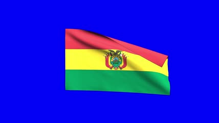玻利维亚国旗飘扬挥舞蓝屏抠像
