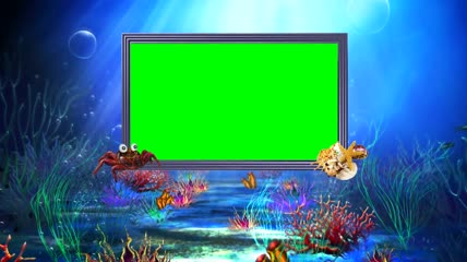 海底花框相框绿屏抠像