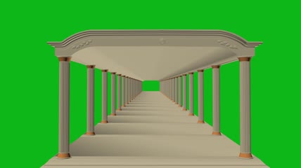 建筑走廊绿屏抠像