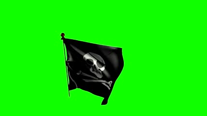 骷髅头海盗旗绿屏抠像2