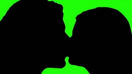 男人和女人情侣亲吻剪影绿色抠屏