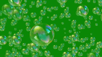 漂亮泡泡上升绿屏抠像