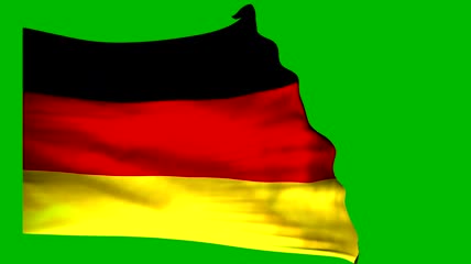 绿屏素材4K德国国旗飘扬国歌德意志绿屏抠像