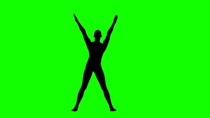 体操锻炼人物剪影绿屏抠像