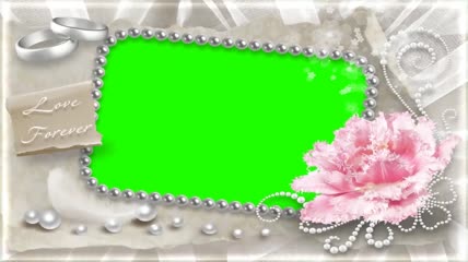 唯美大鲜花珍珠视频框绿屏抠像