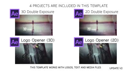优雅震撼3D双重曝光图片展示开场AE模板