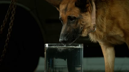 4k狗喝水实拍