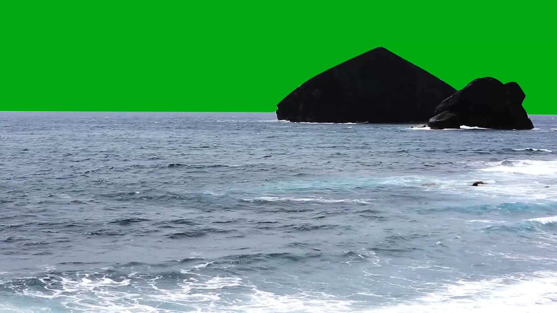绿屏抠像大海岩石
