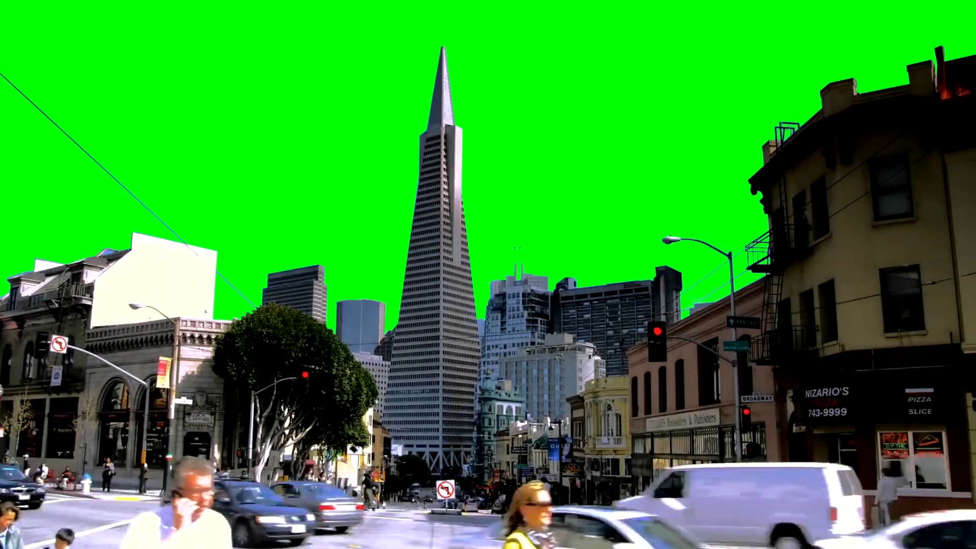 绿屏抠像车辆人群涌动的城市