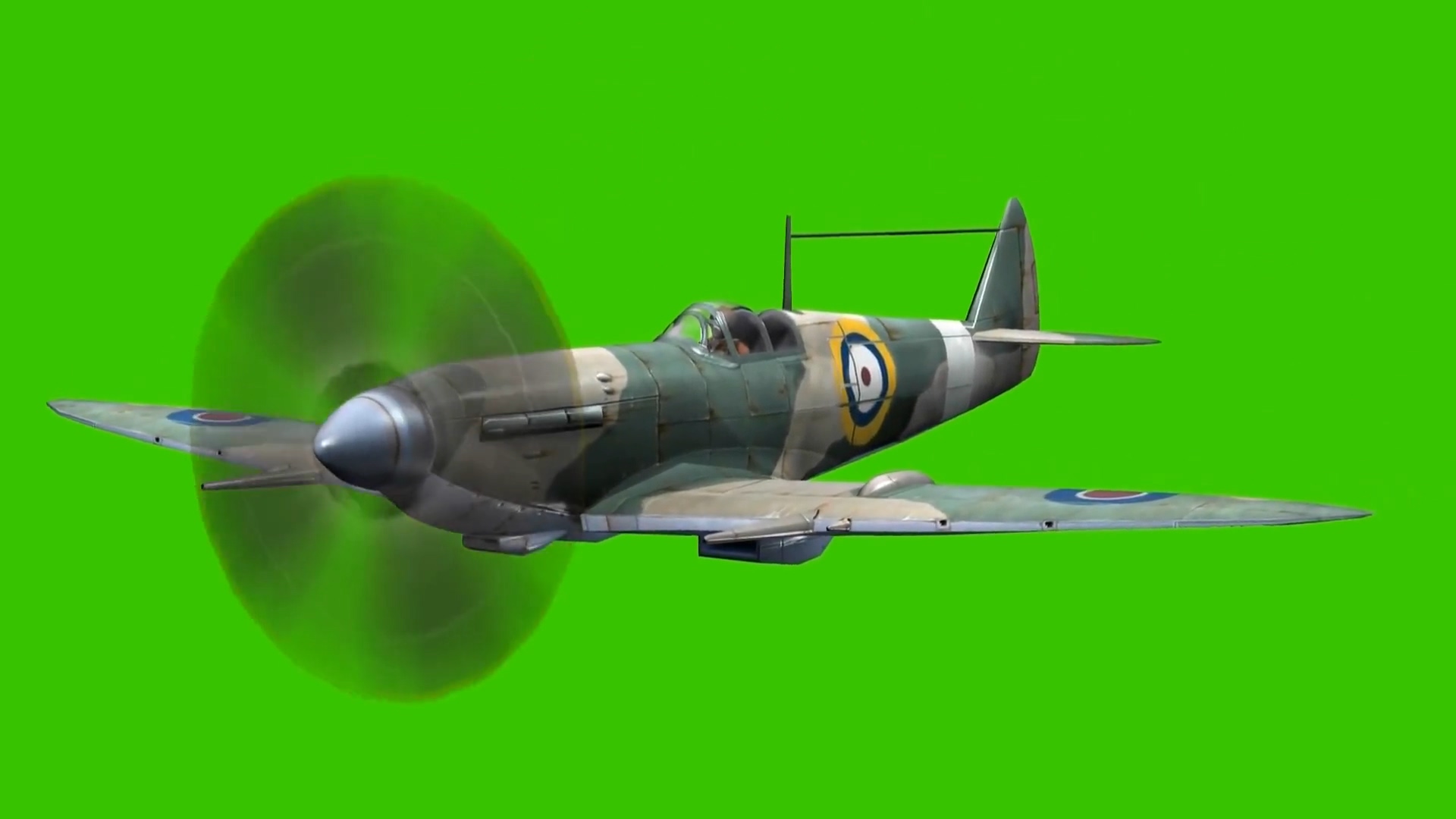 绿屏抠像老式二战战斗飞机