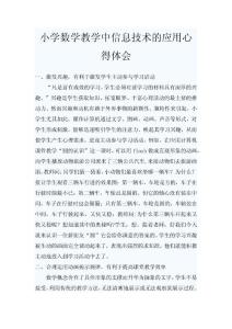 小学数学教学中信息技术的应用心得体会