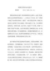 葡萄苗价格如何提升