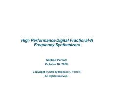 高性能数字N分频频率合成 （High Performance Digital Fractional N Frequency Synthesizers）