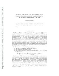 201010.2431v2 Proving the Birch and Swinnerton-Dyer conjecture for specific elliptic curves of analytic rank zero and one