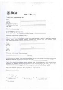 印尼BCA银行授权书