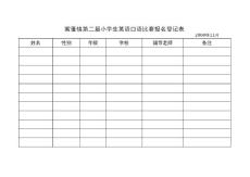 紫蓬镇第二届小学生英语口语比赛报名登记表
