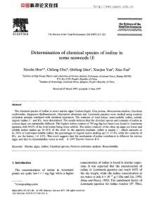 Determination of chemical species of iodine in some seaweeds