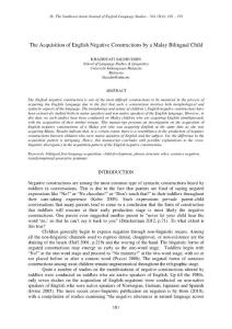 The Acquisition of English Negative Constructions by a Malay Bilingual Child