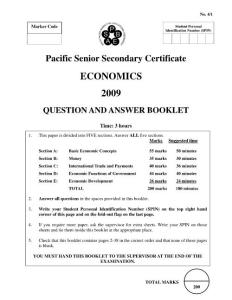 2009年南太平洋地区高中认证考试PSSC经济学试卷