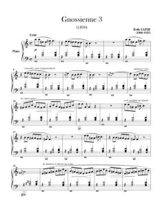 萨蒂 玄秘曲 第3首 Gnossienne 3 Satie钢琴谱