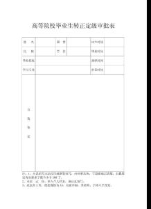 高等院校毕业生转正定级审批表