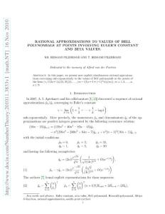 201011.3833v1 Rational approximations to values of Bell polynomials at points involving Euler´s constant and zeta values