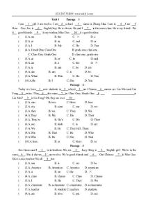 初一英语完形填空训练100篇