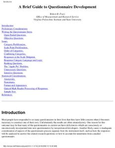 A Brief Guide to Questionnaire Development：一個簡短的指南，問卷的編制
