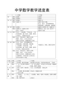 中学数学教学进度表
