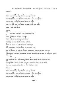 Wiz Khalifa Ft. Charlie Puth - See You Again ( Furious 7 )  Chord + Lyric