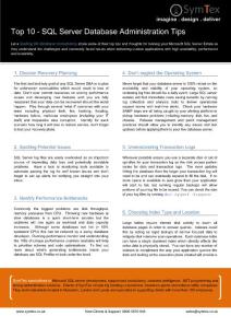 Top 10 - SQL Server Database Administration Tips