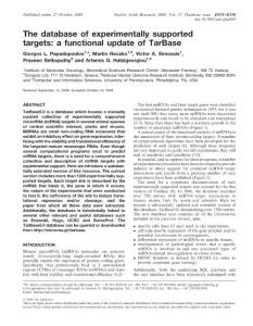 【miRNA 研究】The database of experimentally supported targets a functional update of TarBase