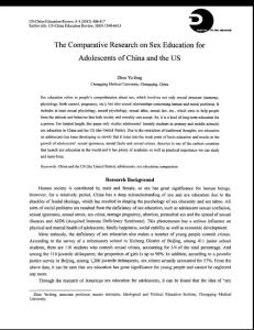 The Comparative Research on Sex Education for Adolescents of China and the US