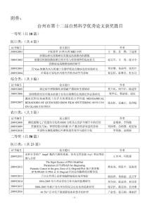 《台州市第十二届自然科学优秀论文获奖篇目》.doc - 台州大众科技网