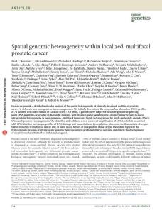 Spatial genomic heterogeneity within localized, multifocal prostate cancer