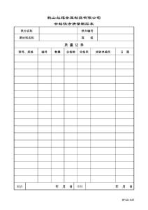 【鋁合金窗企業(yè)ISO90012000完全手冊】QJ030合格供方質(zhì)量跟蹤表【04記錄表格】