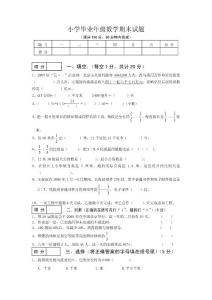 小学毕业考试数学试卷