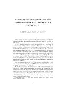 MAXIMUM EDGE DISJOINT PATHS AND MINIMUM UNWEIGHTED MULTICUTS IN GRID GRAPHS