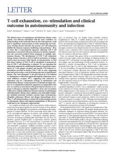 T-cell exhaustion, co-stimulation and clinical outcome in autoimmunity and infection