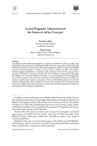Lexical pragmatic adjustment and the nature of ad hoc concepts