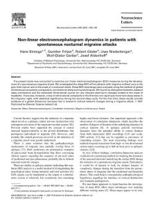 non-linear electroencephalogram dynamics in patients with spontaneous nocturnal migraine attacks：自发性夜间偏头痛发作患者的非线性脑电图动态变化