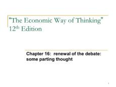 经济学的思维方式课件 CH16 renewal of the debate: some parting thought