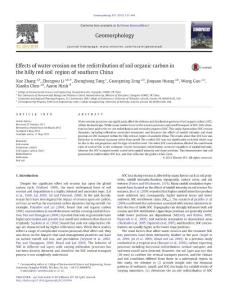 Effects of water erosion on the redistribution of soil organic carbon in the hilly red soil region of southern China