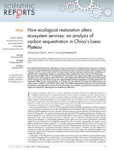 How ecological restoration alters ecosystem services an analysis of carbon sequestration in China´s Loess Plateau