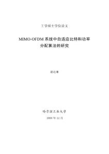 mimo-ofdm系統中自適應比特和功率分配算法的研究