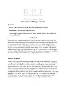 Rank in Class and College Admission - ERIC