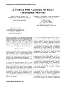 A Memetic PSO Algorithm for Scalar Optimization Problems