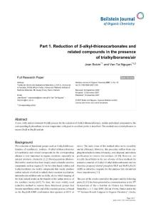 Part 1. Reduction of S-alkyl-thionocarbonates and related…