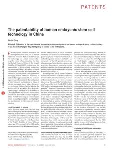 nbt.3417-The patentability of human embryonic stem cell technology in China