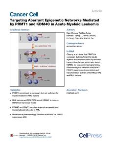 cancer cell-2016-Targeting Aberrant Epigenetic Networks Mediated by PRMT1 and KDM4C in Acute Myeloid Leukemia